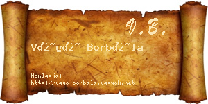 Vágó Borbála névjegykártya